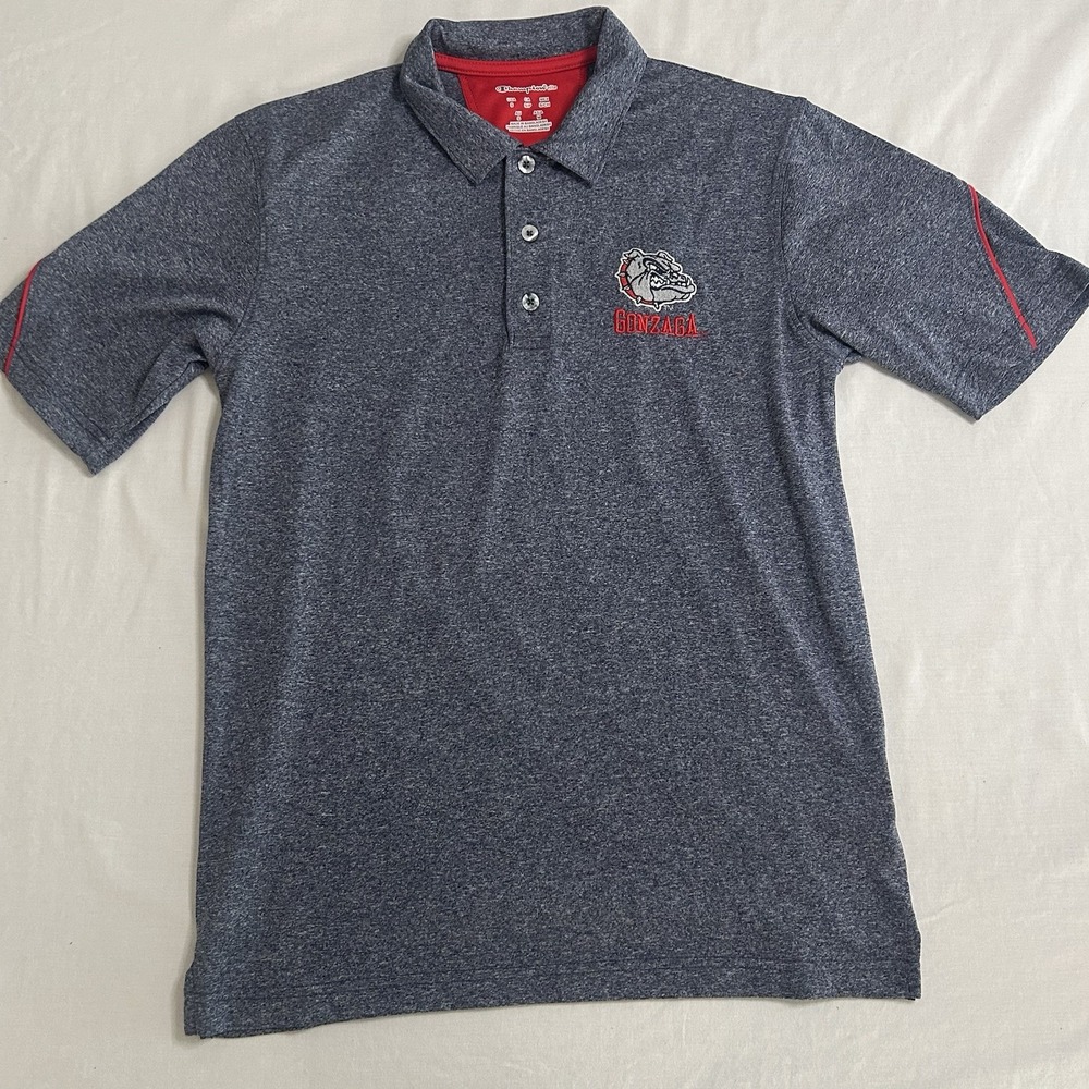 Champion Elite Gonzaga Bulldogs Mens S Short Sleeve Polo Shirt Red Trim